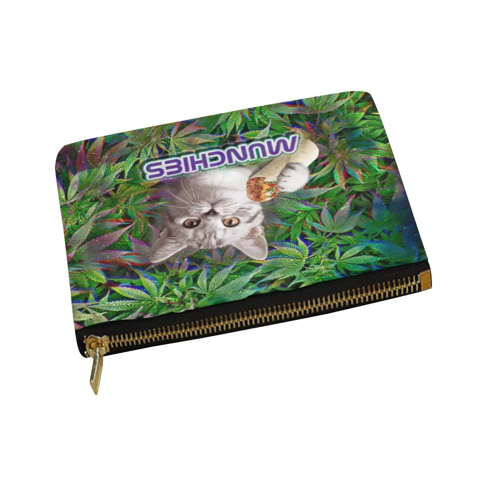 420 Munchies Cat Canvas 8''x 6'' Carry-All Zipper Pouch