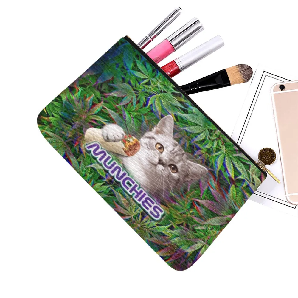 420 Munchies Cat Canvas 8''x 6'' Carry-All Zipper Pouch