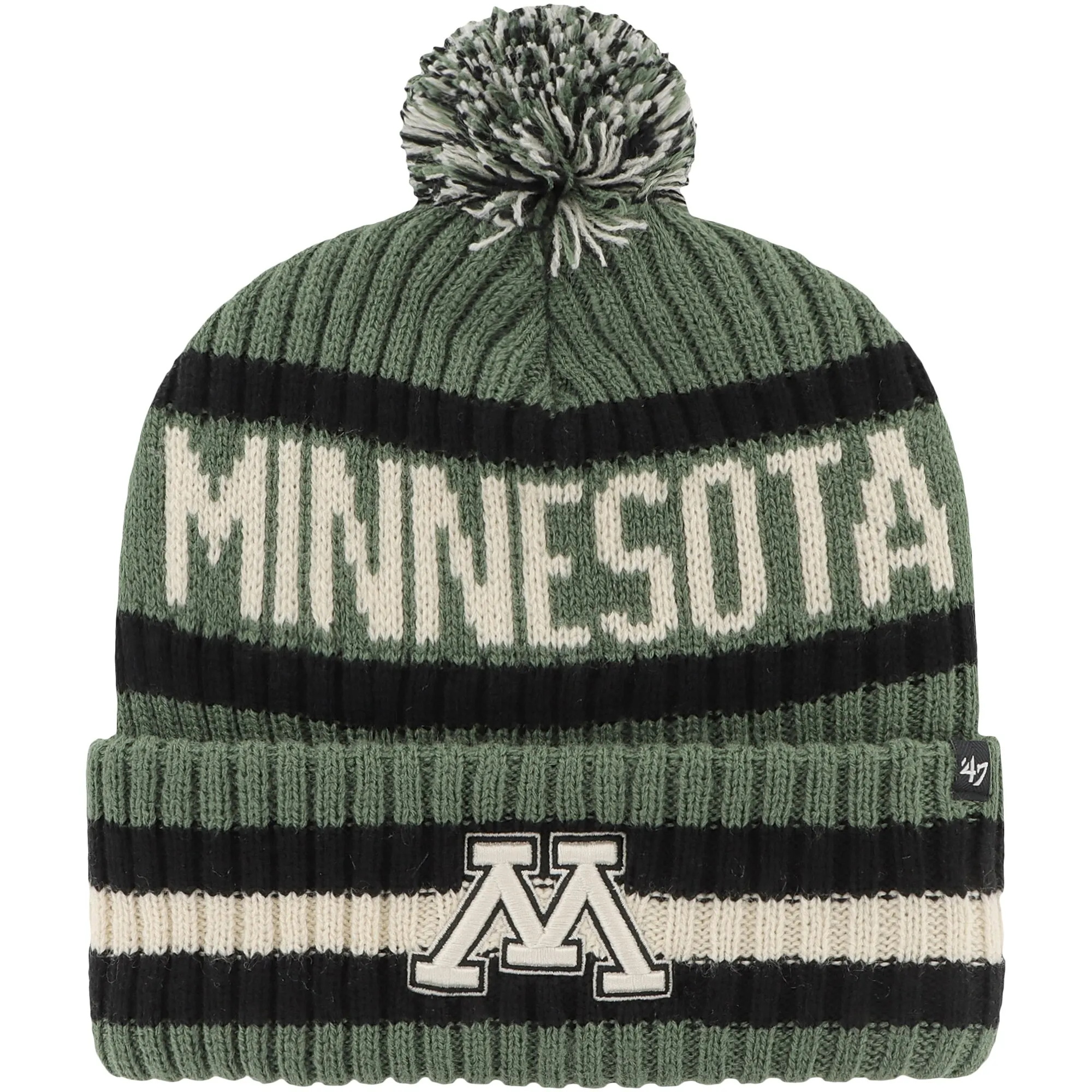 '47 Minnesota Golden Gophers Green OHT Military Appreciation Bering Cuffed Knit Hat with Pom