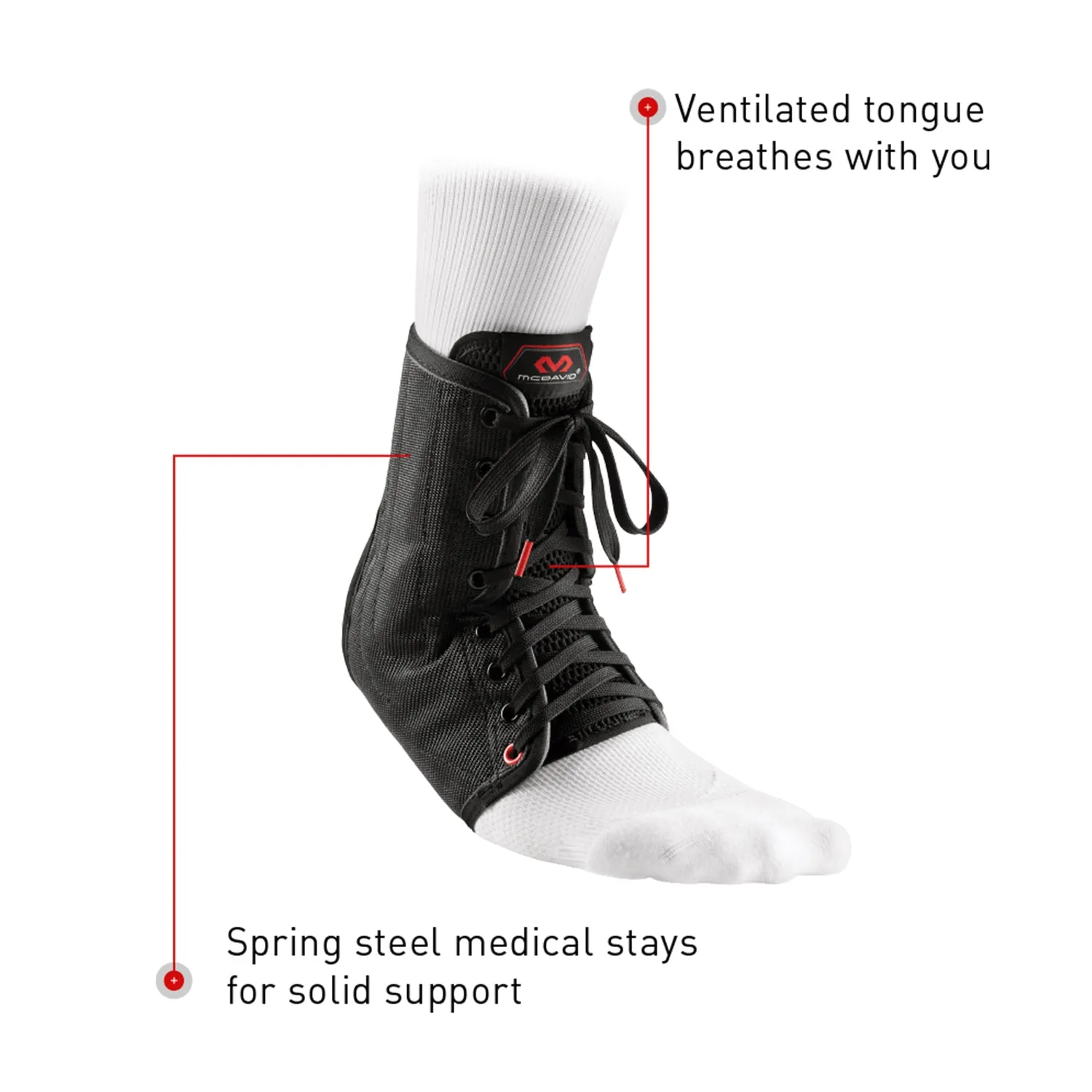 Ankle Support Brace with Laces and Stabilizing Stays