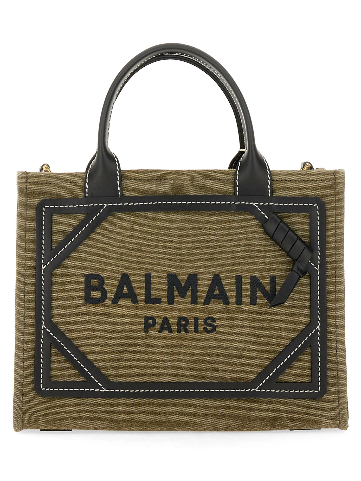 BALMAIN    B-ARMY COTTON CANVAS SHOPPER BAG