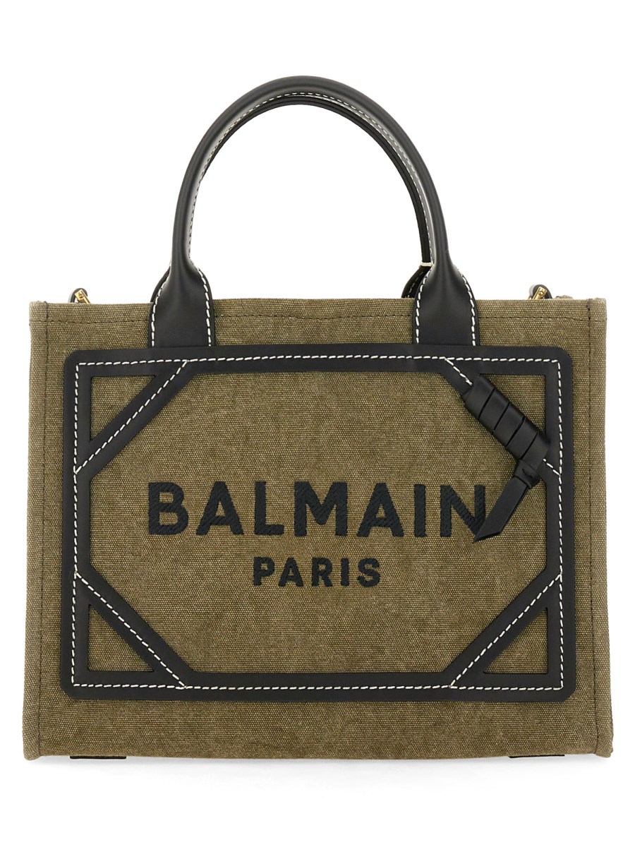 BALMAIN    B-ARMY COTTON CANVAS SHOPPER BAG