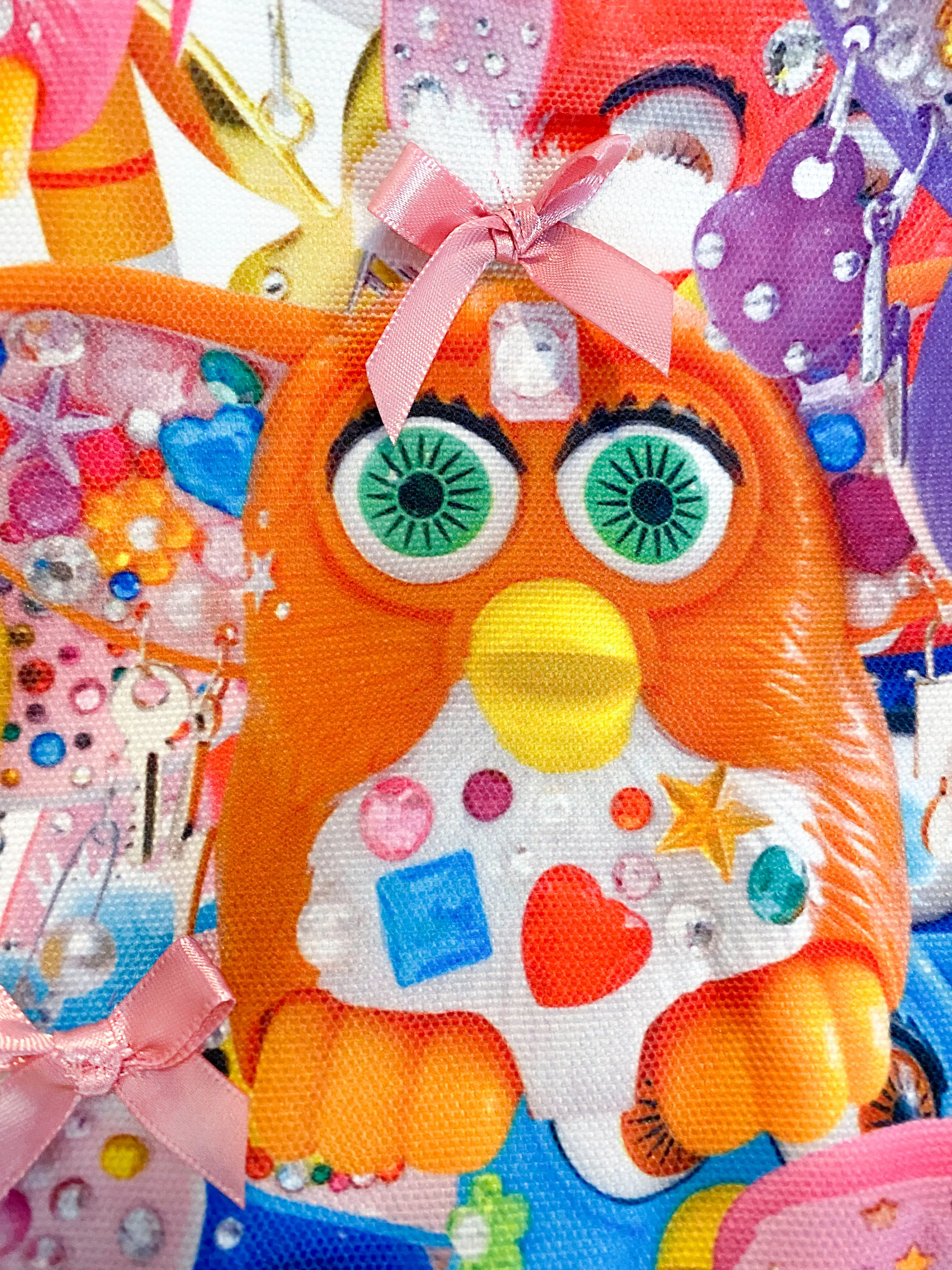 BEDAZZLED FURBY W/ PINK BOWS GIANT HEART BAG