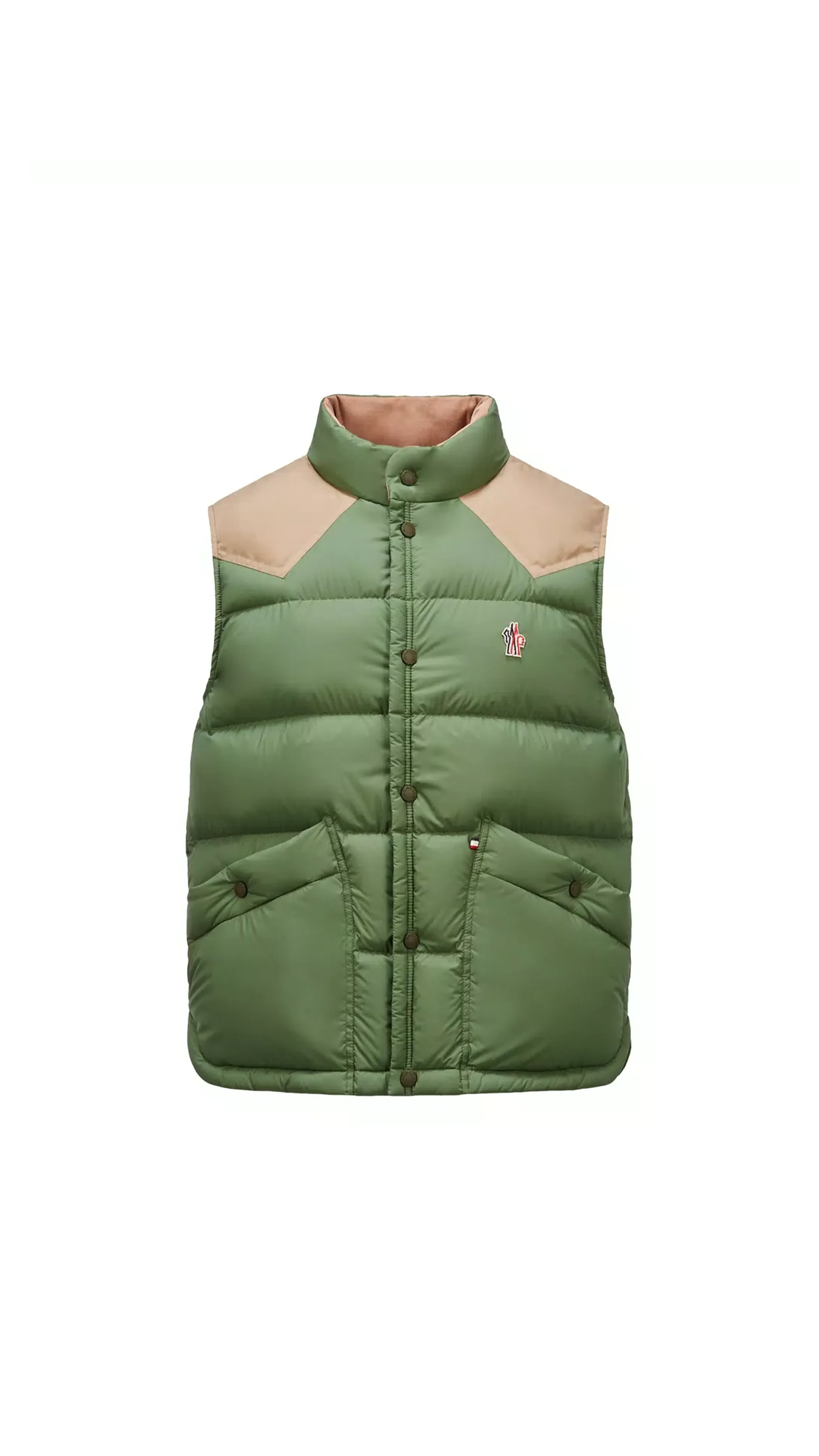 Beige/Green Veny Down Vest