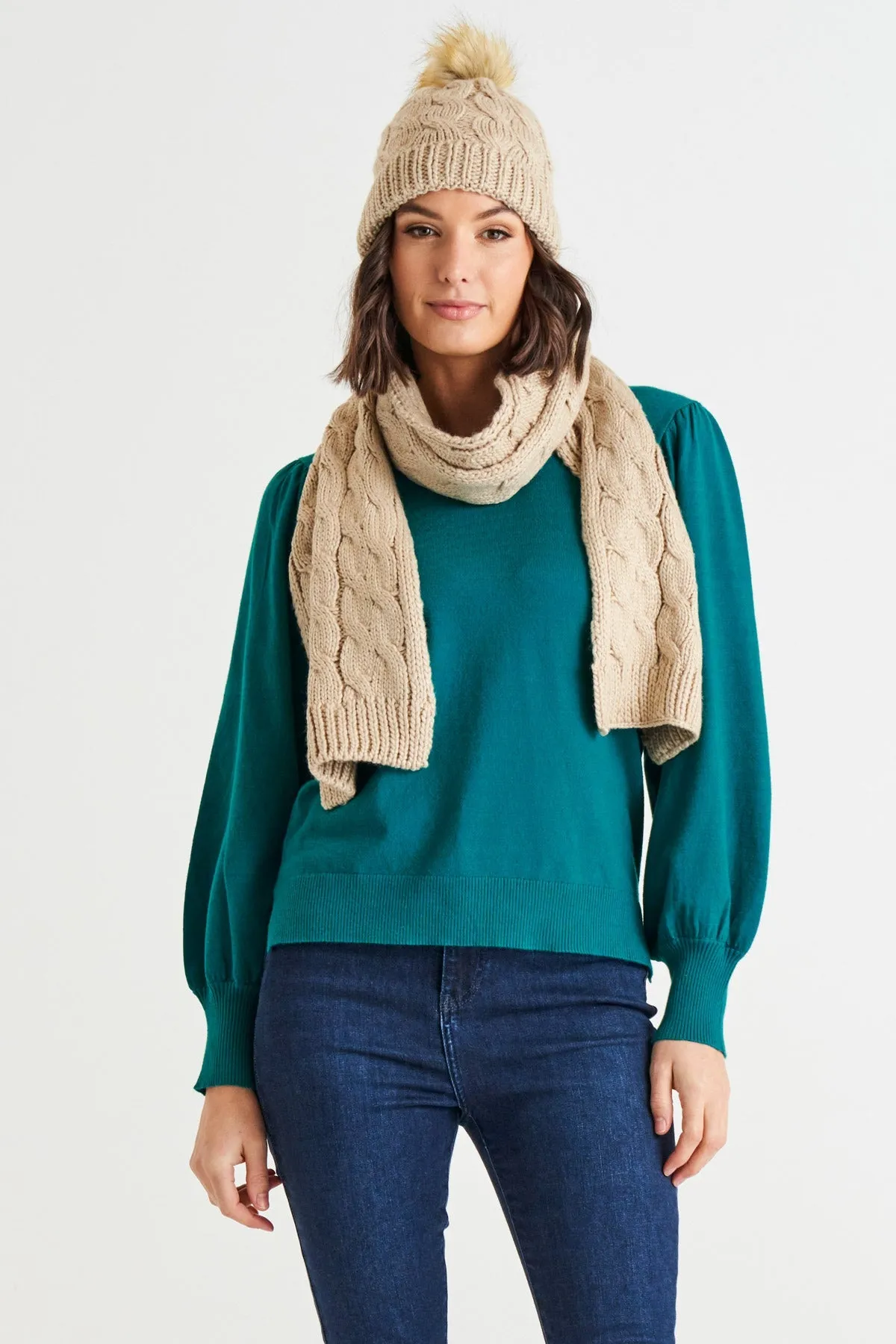 Betty Basics Thelma Scarf - Oat: Affordable women's scarf in oat color.