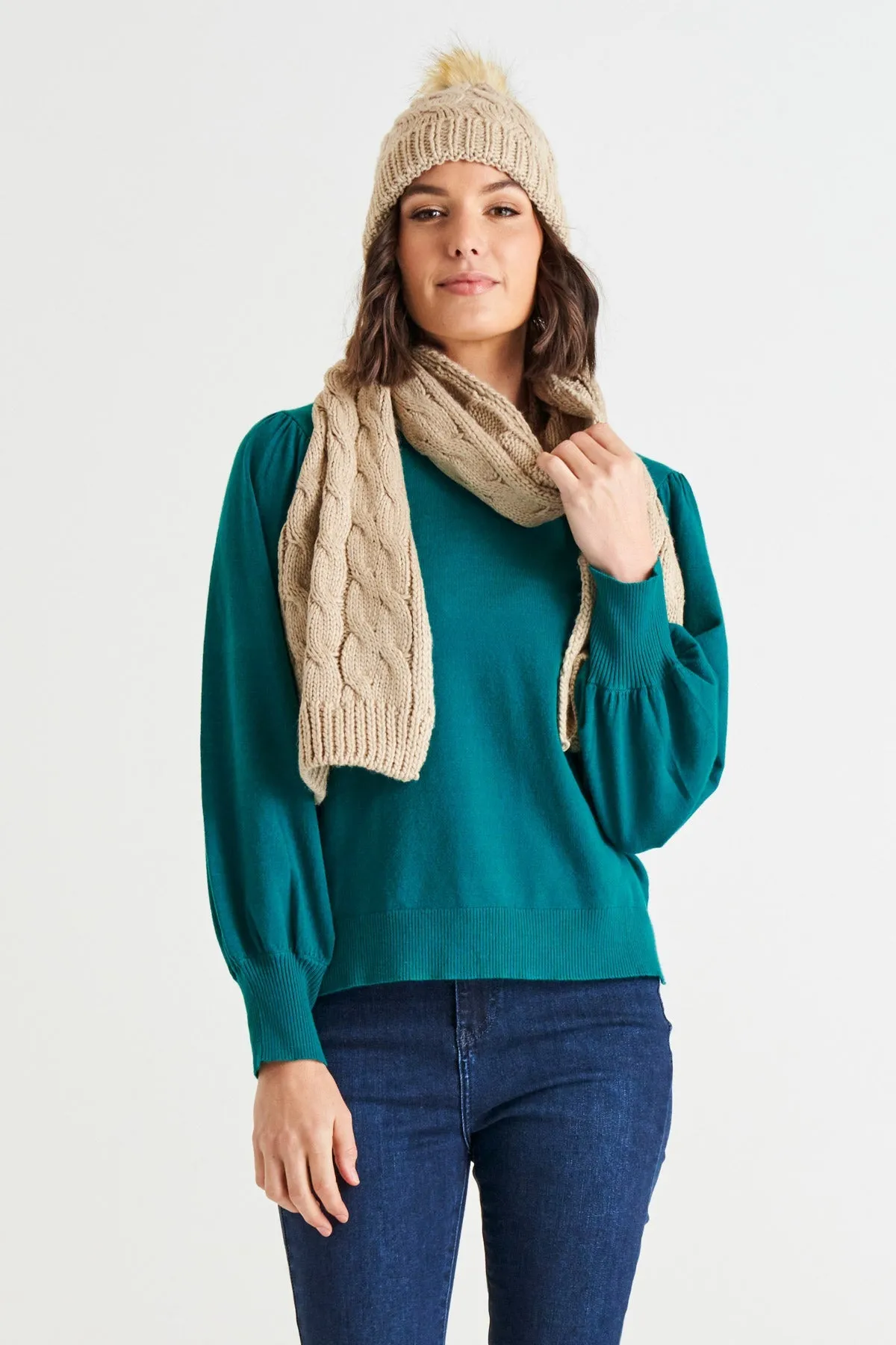 Betty Basics Thelma Scarf - Oat: Affordable women's scarf in oat color.