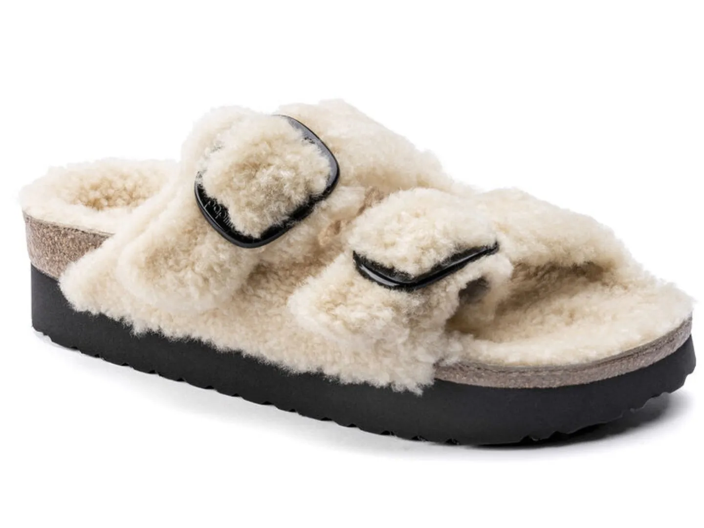 Birkenstock Arizona Platform Big Buckle Teddy Eggshell Shearling - Shop Online Now