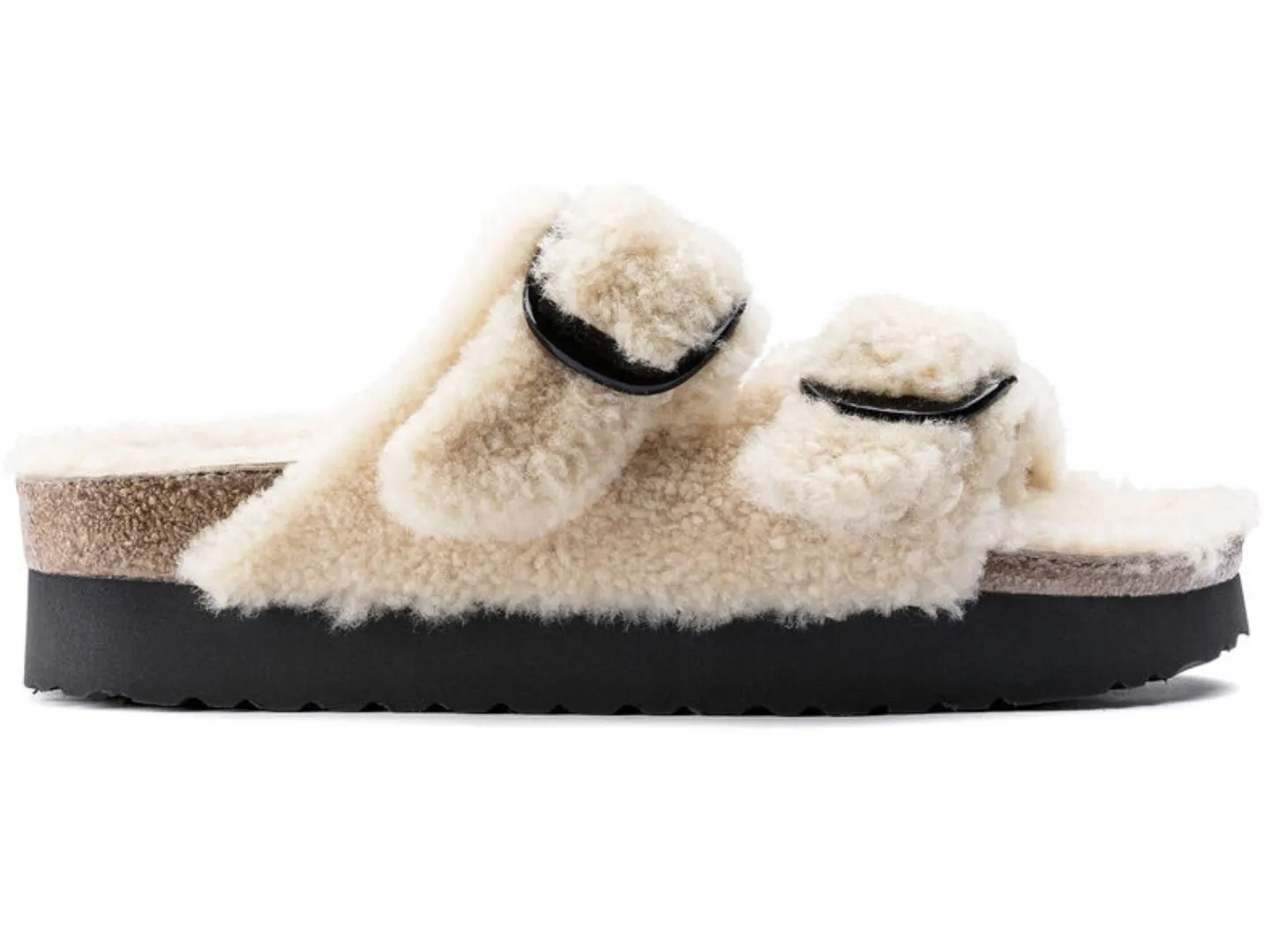 Birkenstock Arizona Platform Big Buckle Teddy Eggshell Shearling - Shop Online Now