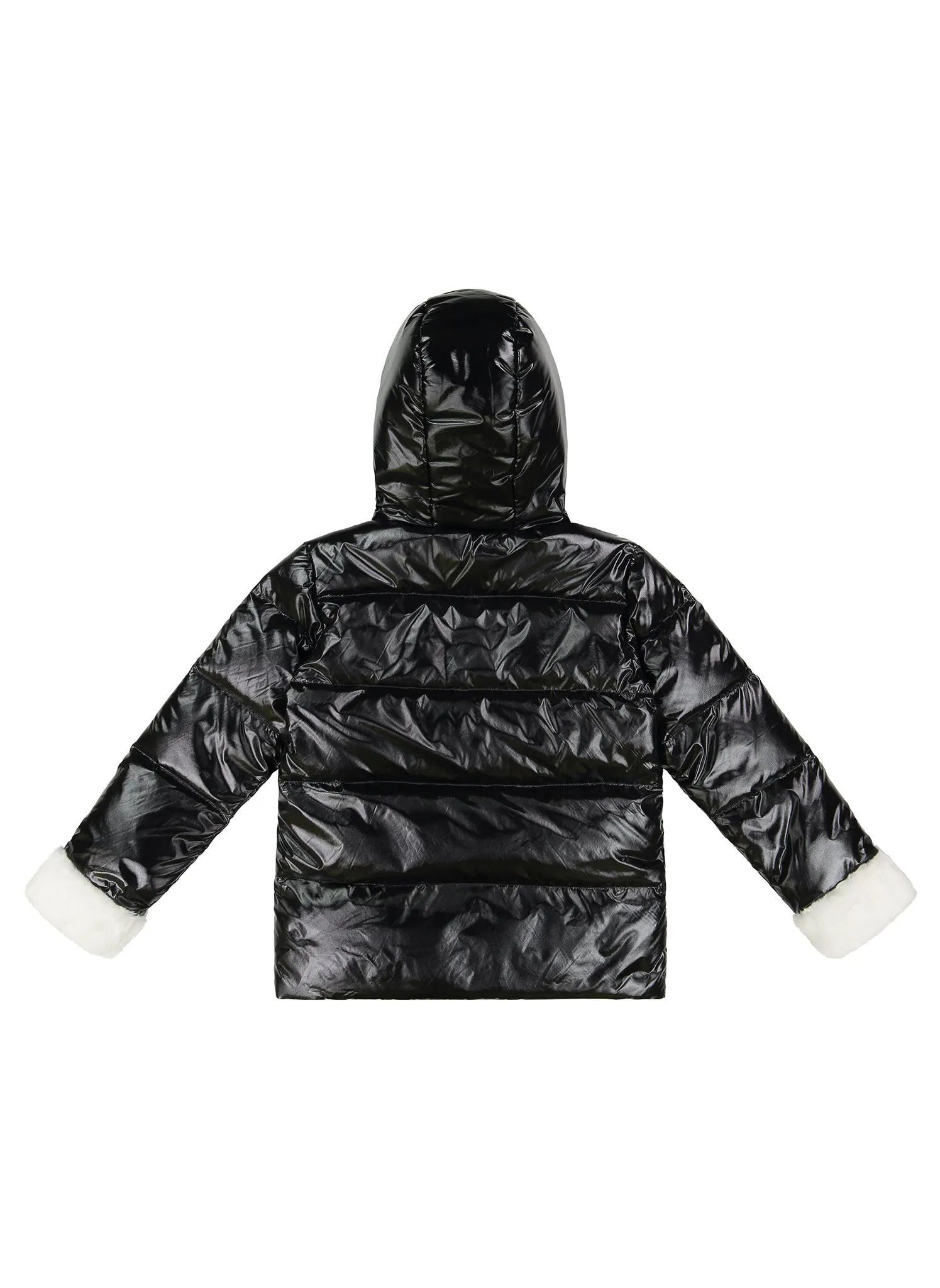 Black and White Faux Fur Combo Puffer - Vierra Rose Galya