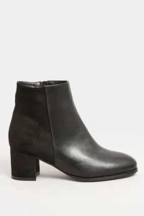 Black Faux Leather Heeled Ankle Boots - E Fit & EEE Fit