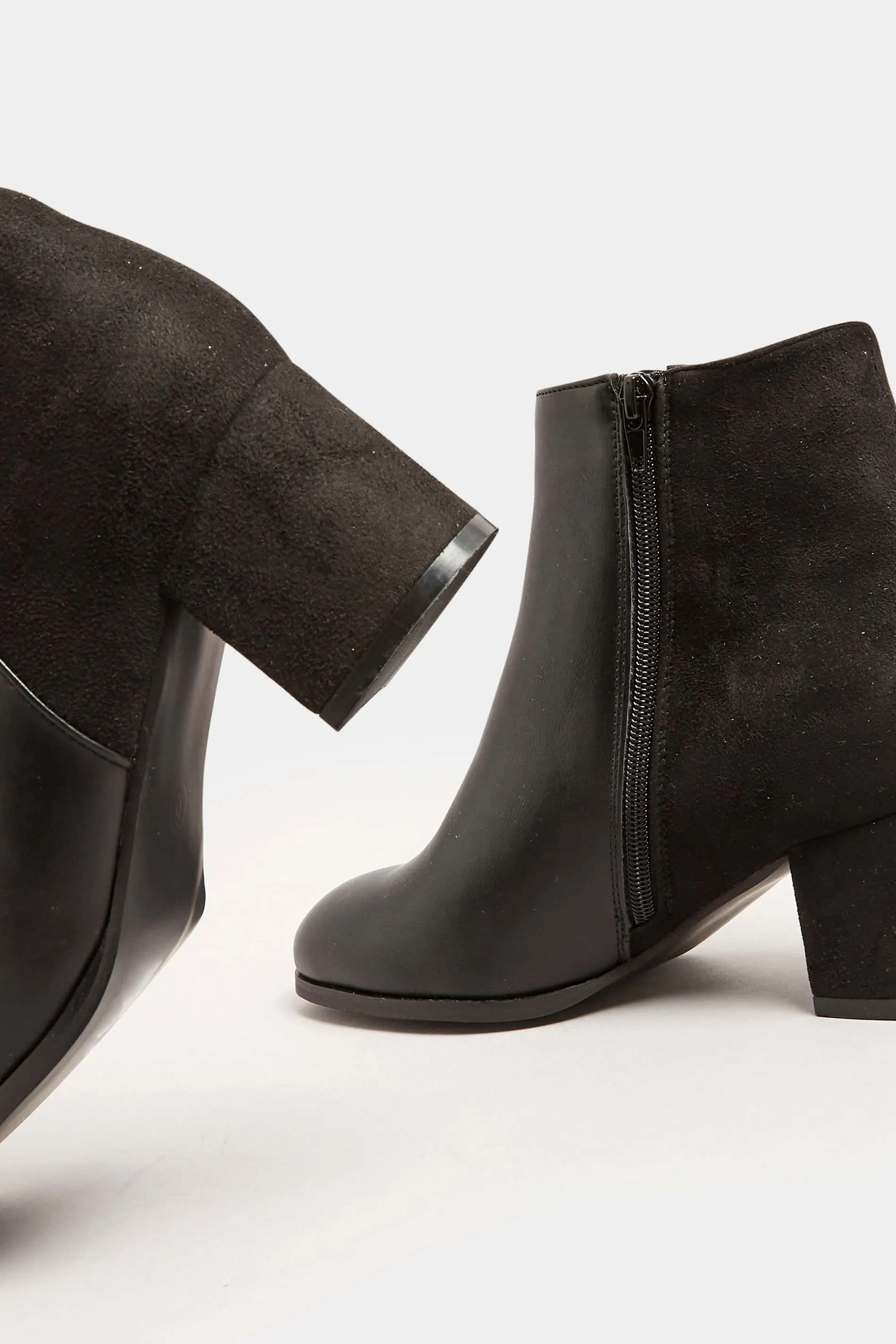 Black Faux Leather Heeled Ankle Boots - E Fit & EEE Fit