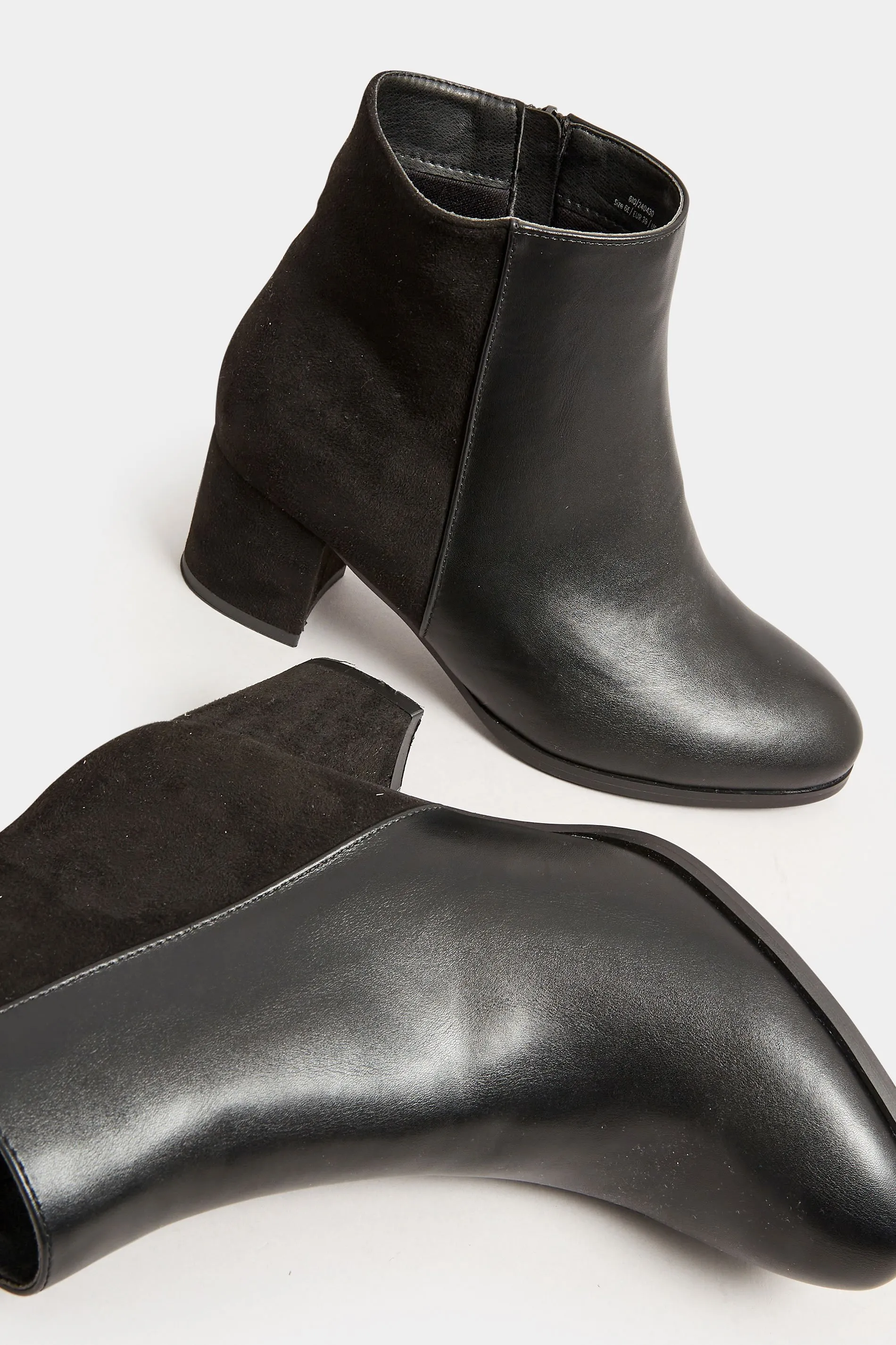 Black Faux Leather Heeled Ankle Boots - E Fit & EEE Fit