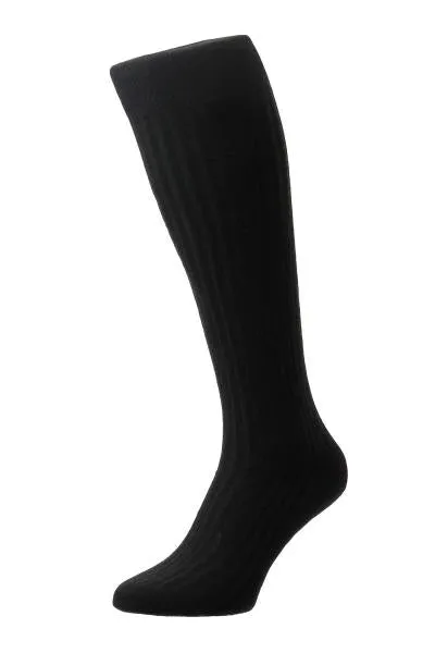 Black Laburnum Merino Wool Over-the-Calf Socks