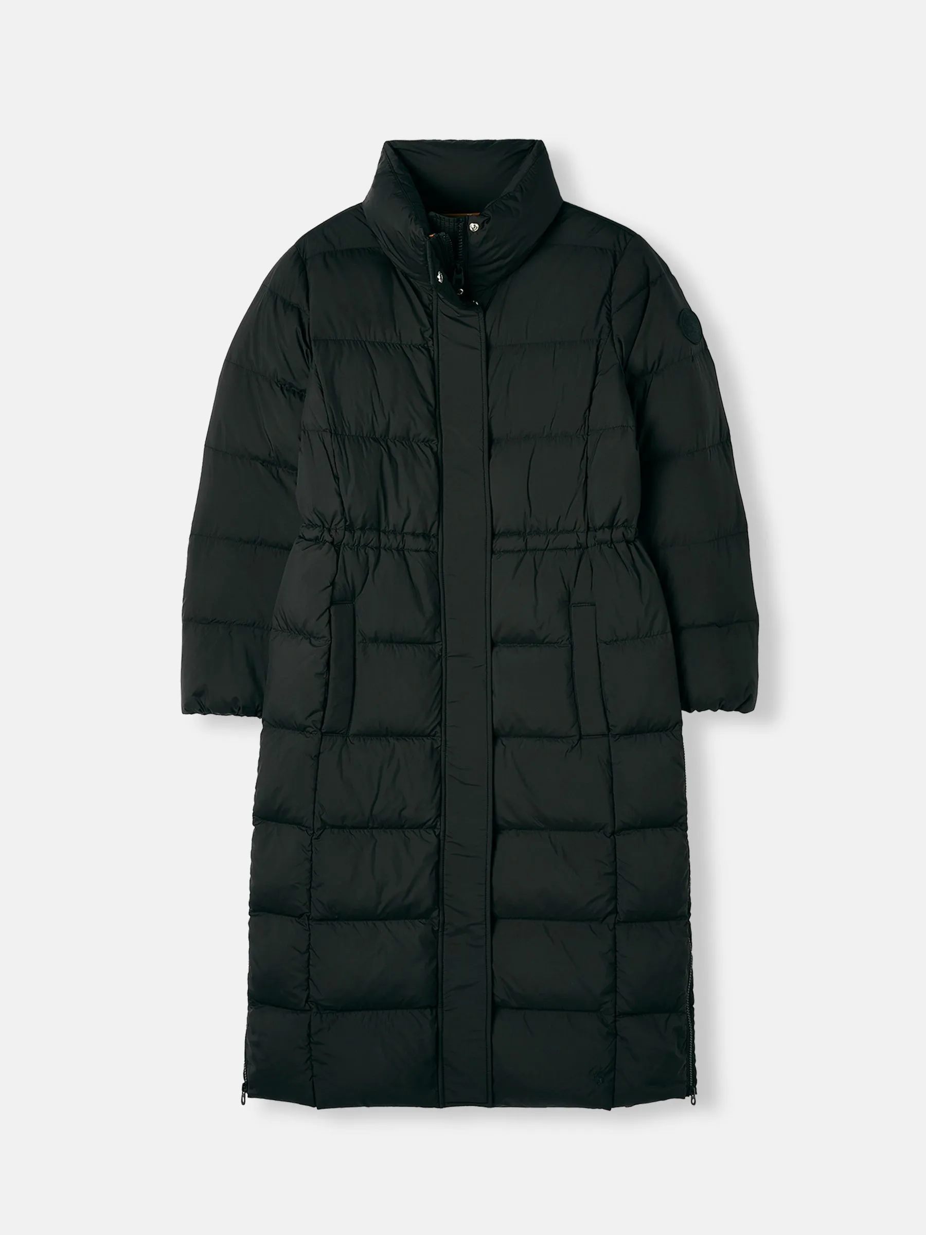 Black Showerproof Down Feather Long Puffer Coat