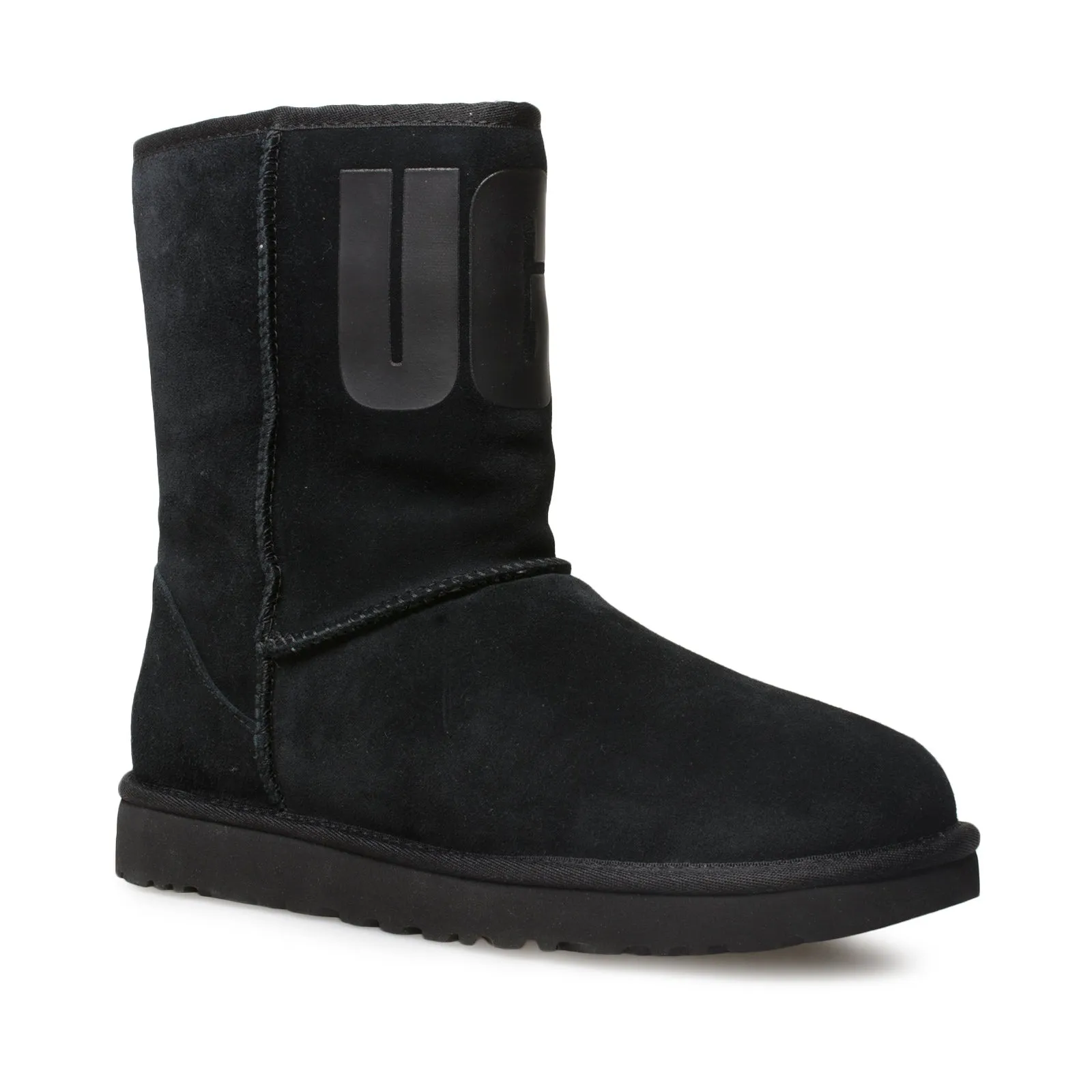 Black Women's UGG Classic Short Boots with Rubber Logo