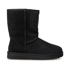 Black Women's UGG Classic Short Boots with Rubber Logo