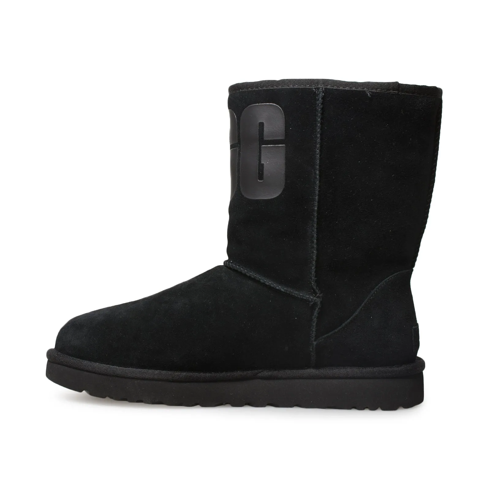 Black Women's UGG Classic Short Boots with Rubber Logo