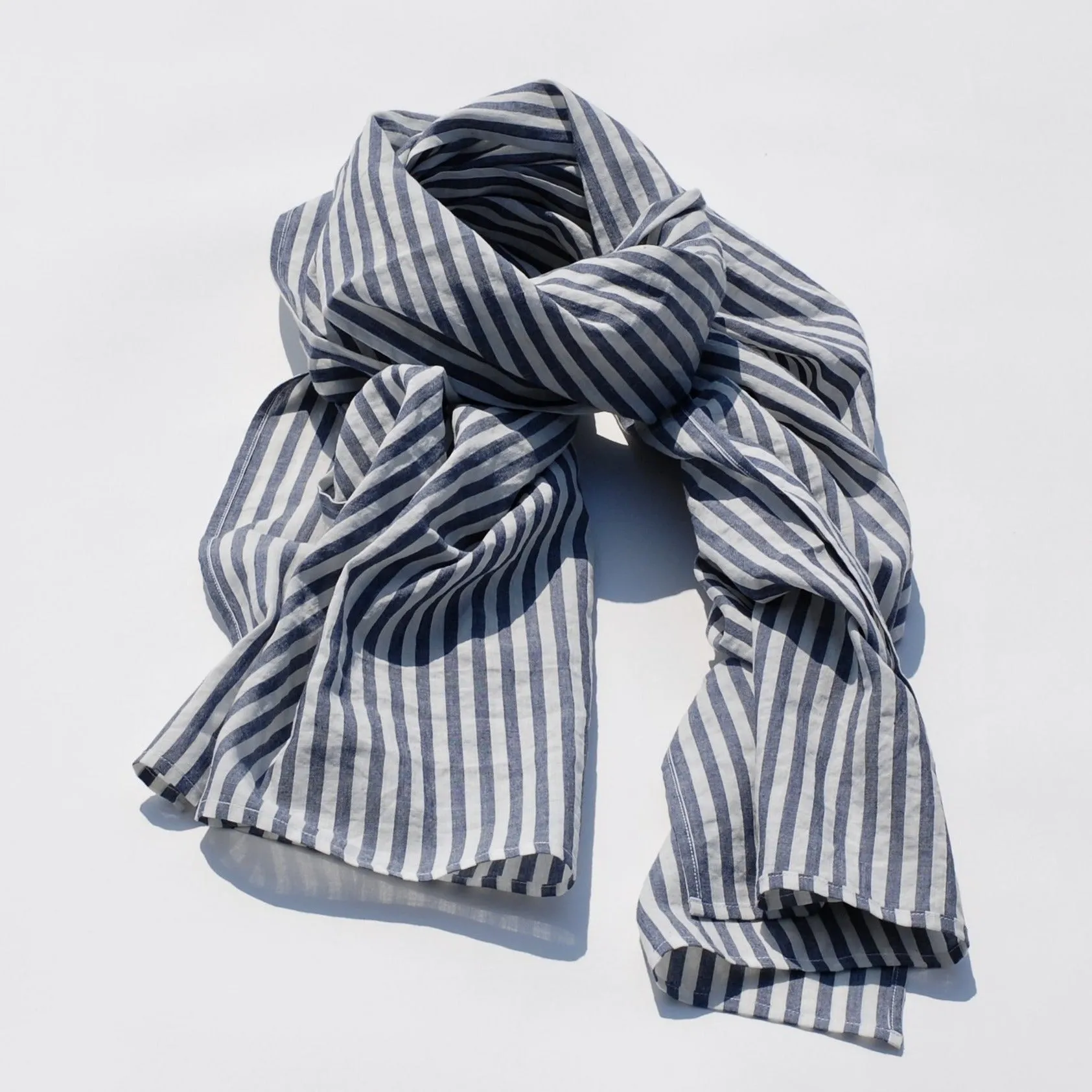 Blue and White Striped Scarf