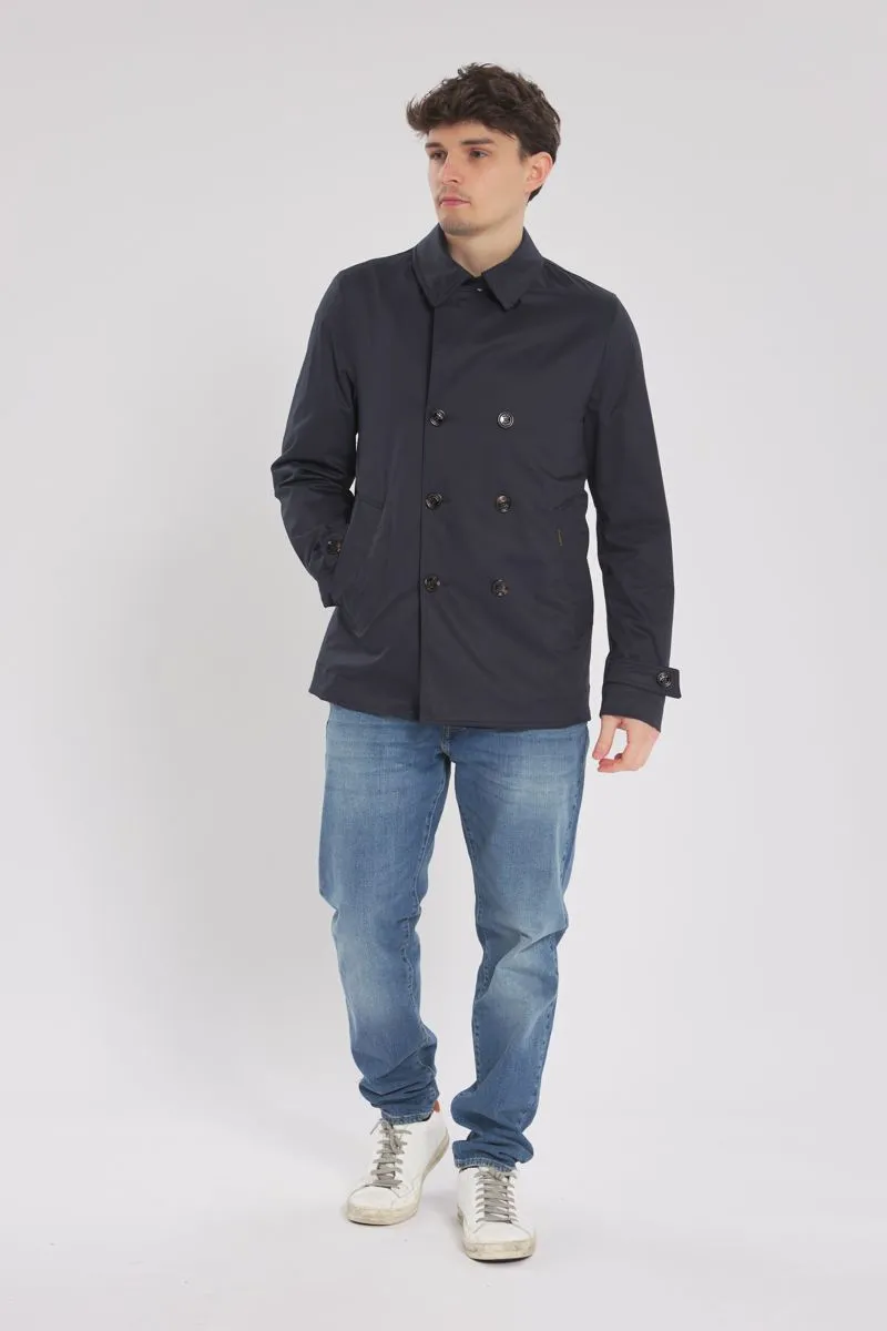 Blue Men's Trench Coat