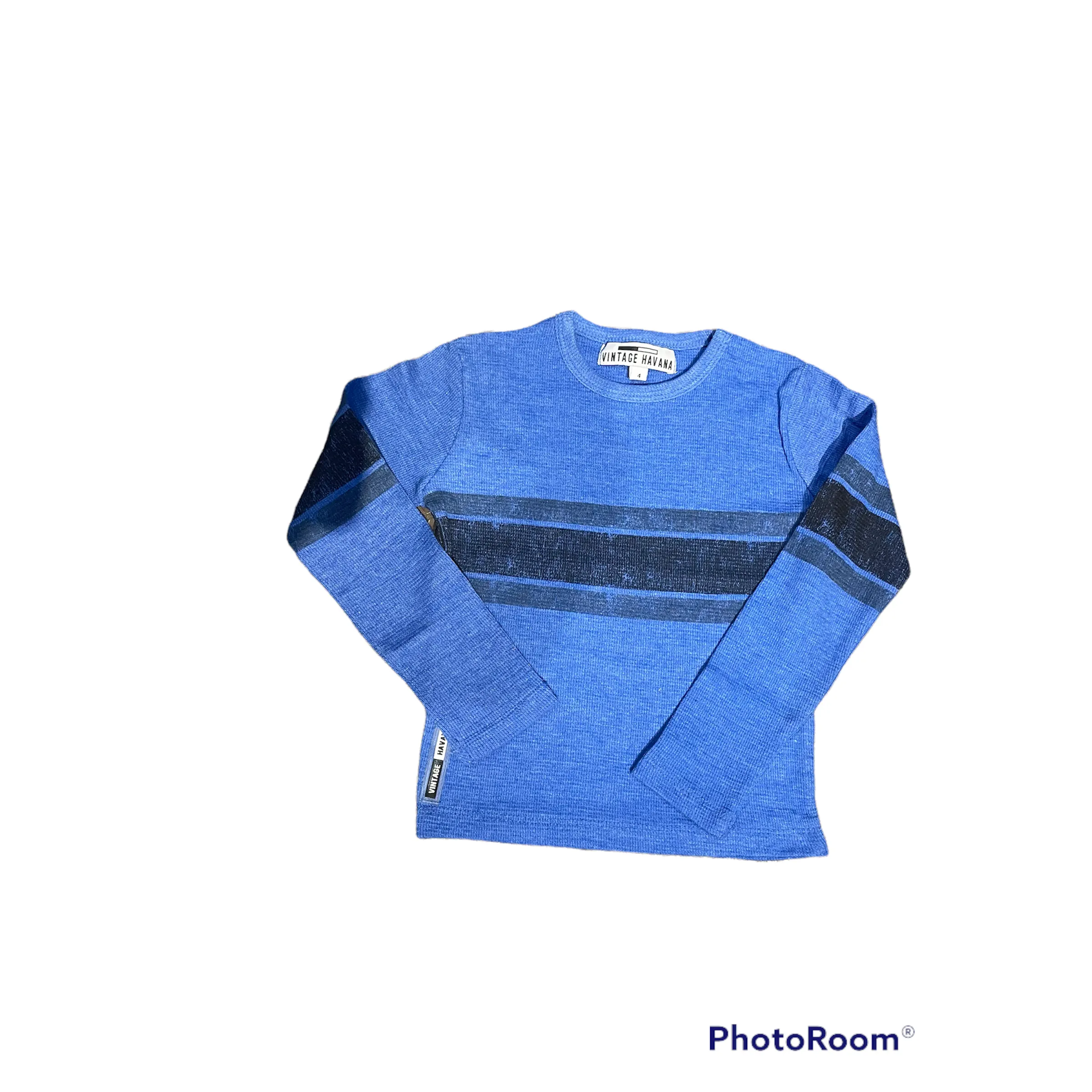 Blue striped thermal top.