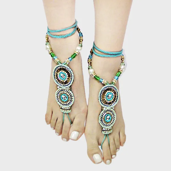 Bold T-Strap Boho Bead Anklet - iLLASPARKZ - 1 Pair