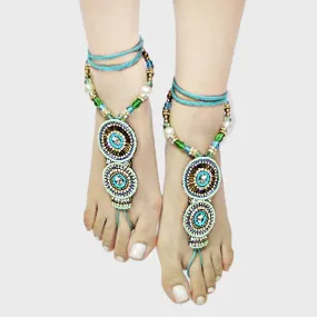 Bold T-Strap Boho Bead Anklet - iLLASPARKZ - 1 Pair