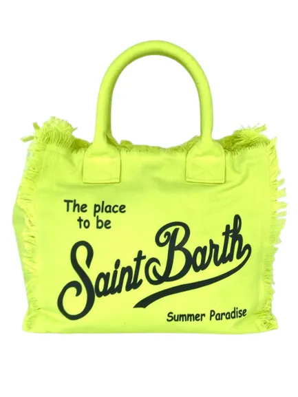 BORSA GIALLO FLUO IN CANVAS CON LOGO NERO