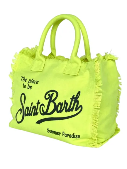 BORSA GIALLO FLUO IN CANVAS CON LOGO NERO