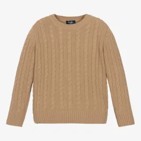 Boys Beige Merino Wool Sweater