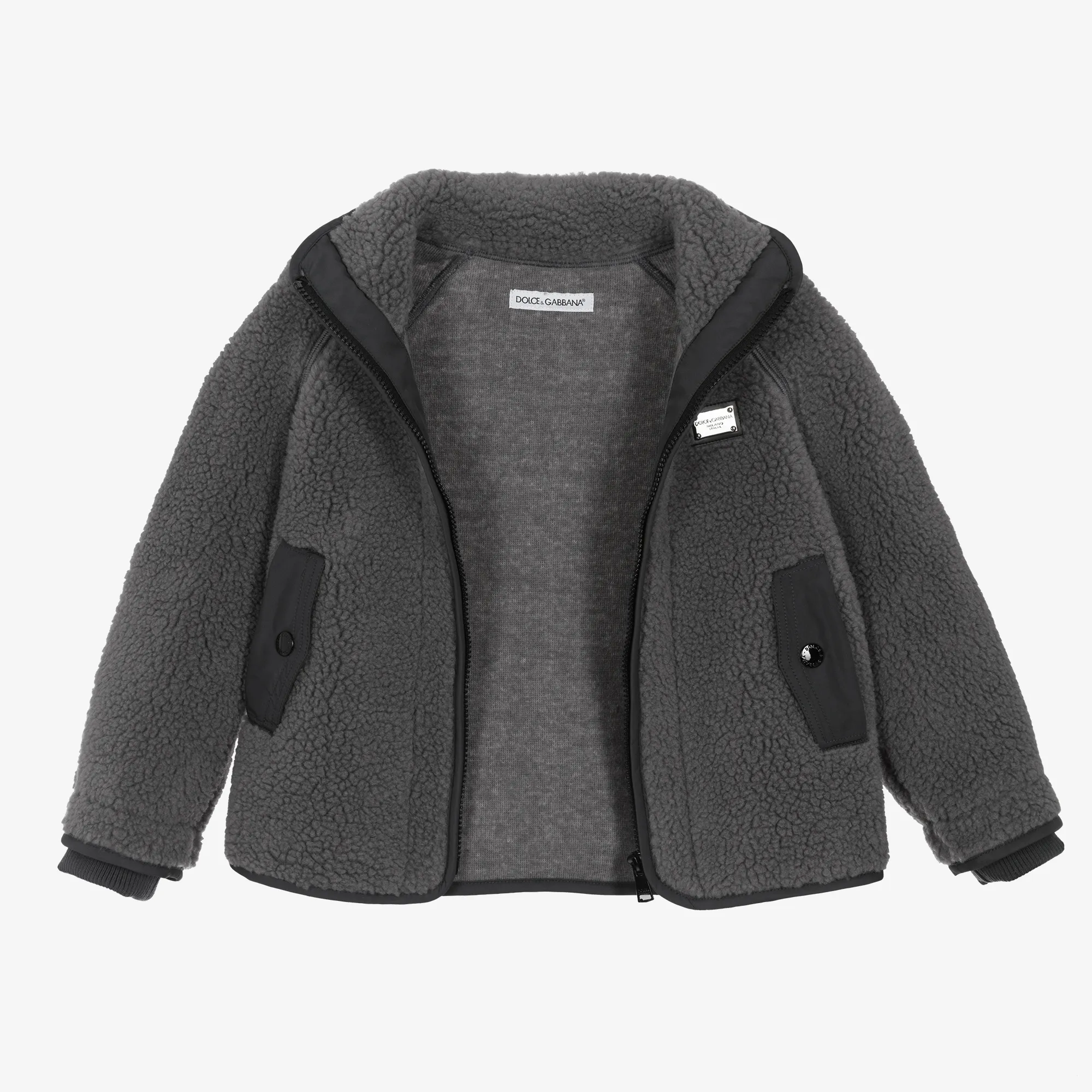 Boys Grey Sherpa Fleece Jacket