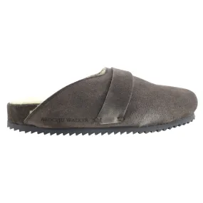 Brochu Walker Grey Suede Shearling Abbot Mule - Size 6.5