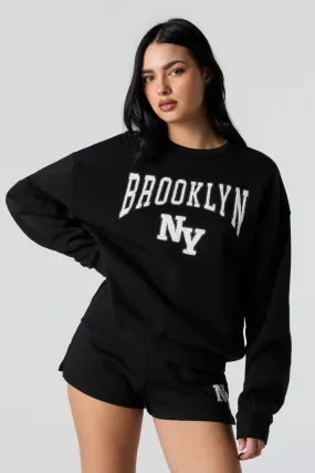 Brooklyn Embroidered Fleece Sweatshirt