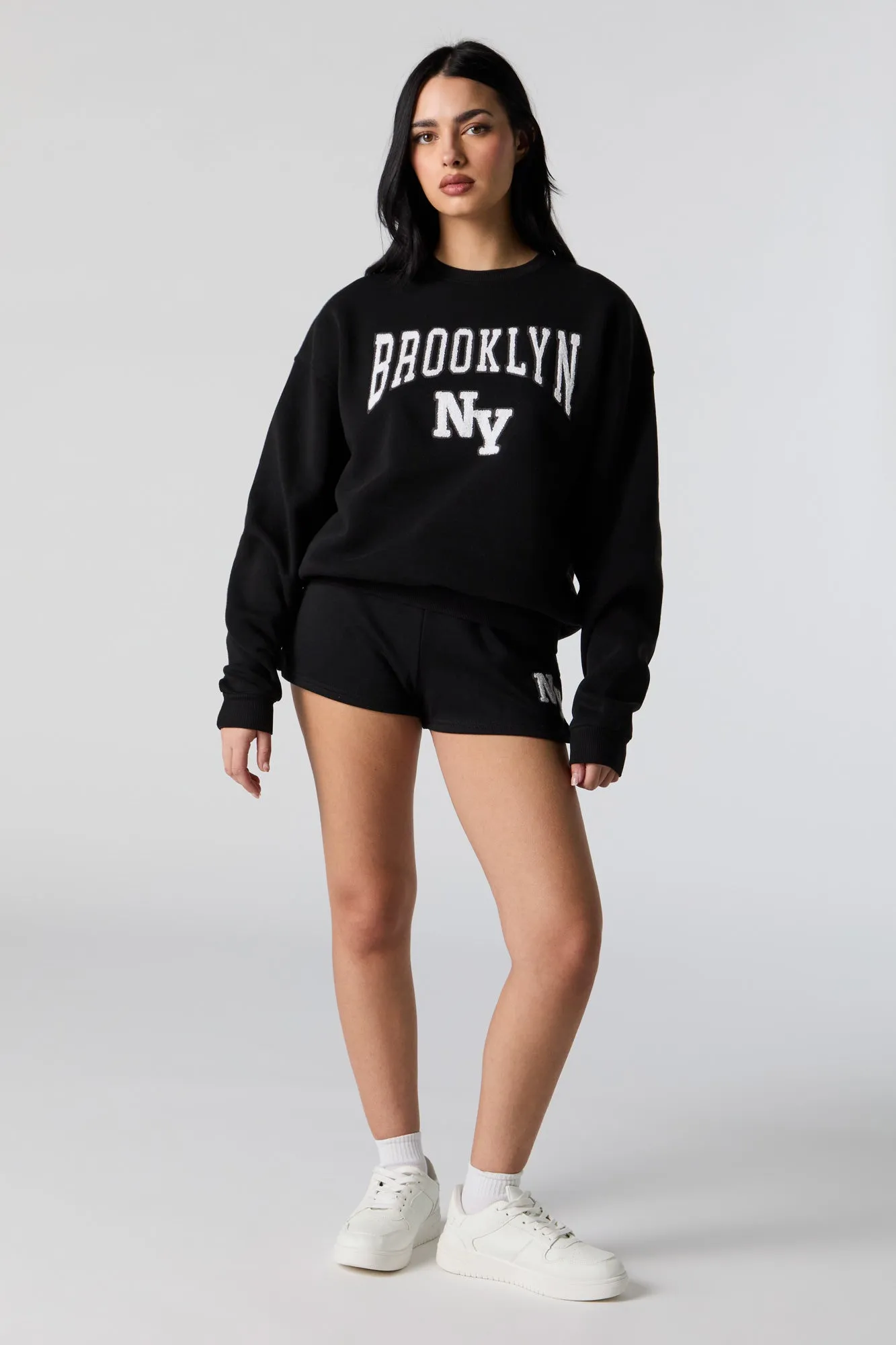 Brooklyn Embroidered Fleece Sweatshirt