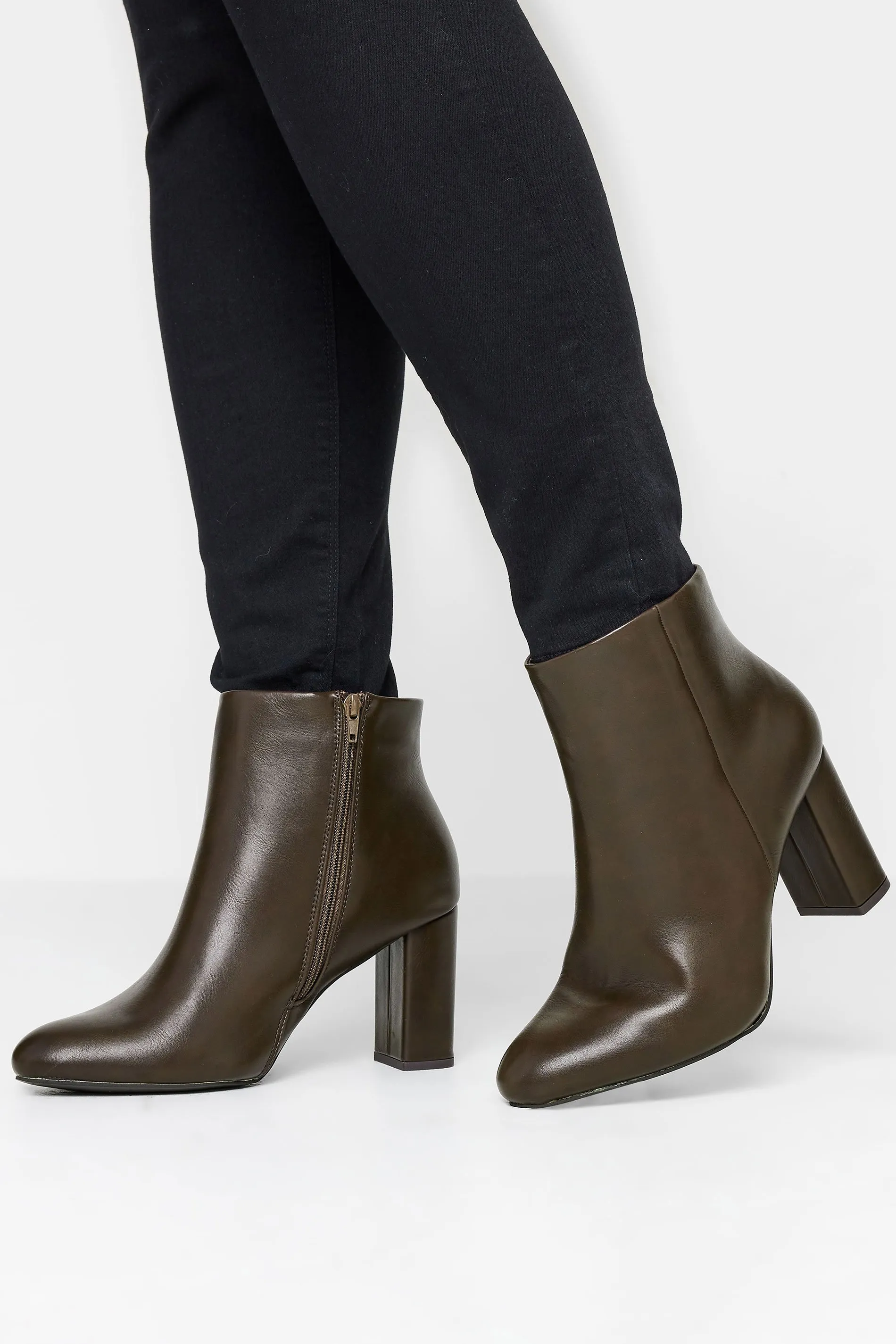 Brown Heeled Ankle Boots - Extra Wide EEE Fit - Limited Collection