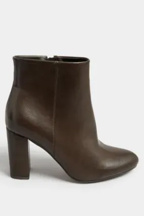 Brown Heeled Ankle Boots - Extra Wide EEE Fit - Limited Collection