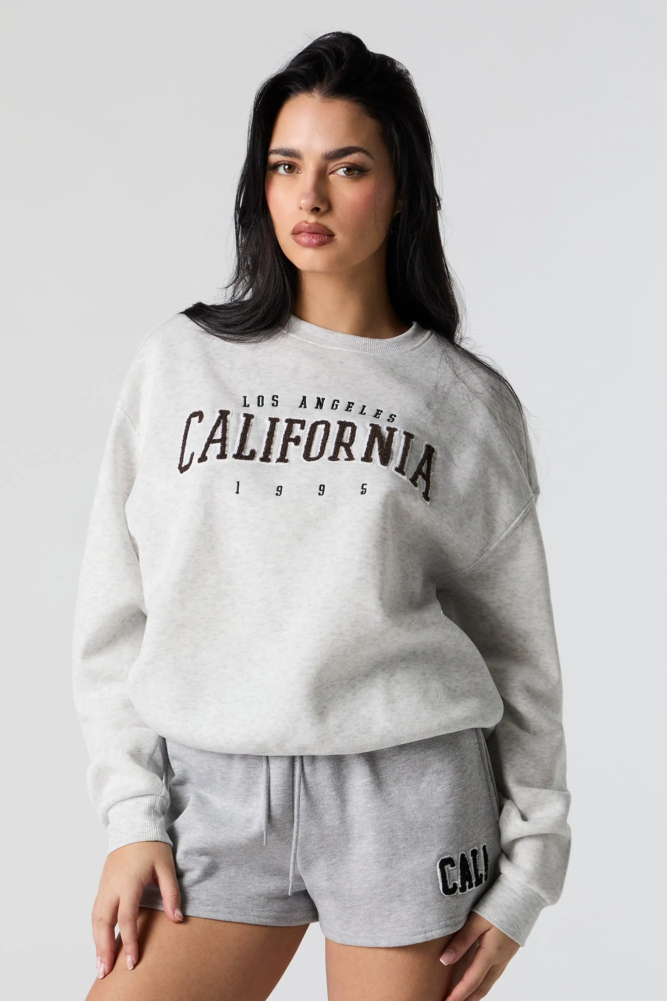 California embroidered fleece sweatshirt.