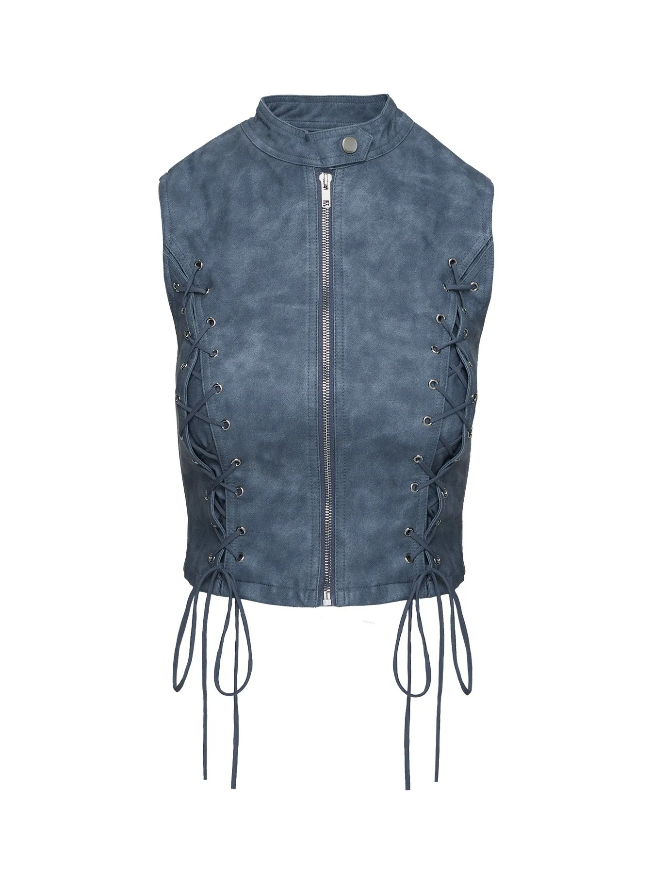 Ceejay Blue Faux Leather Top