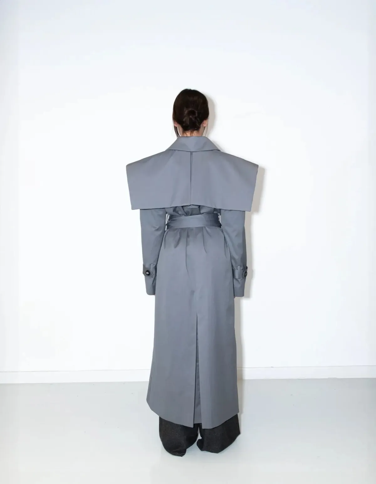 CETA Cape Trench Coat - Grey