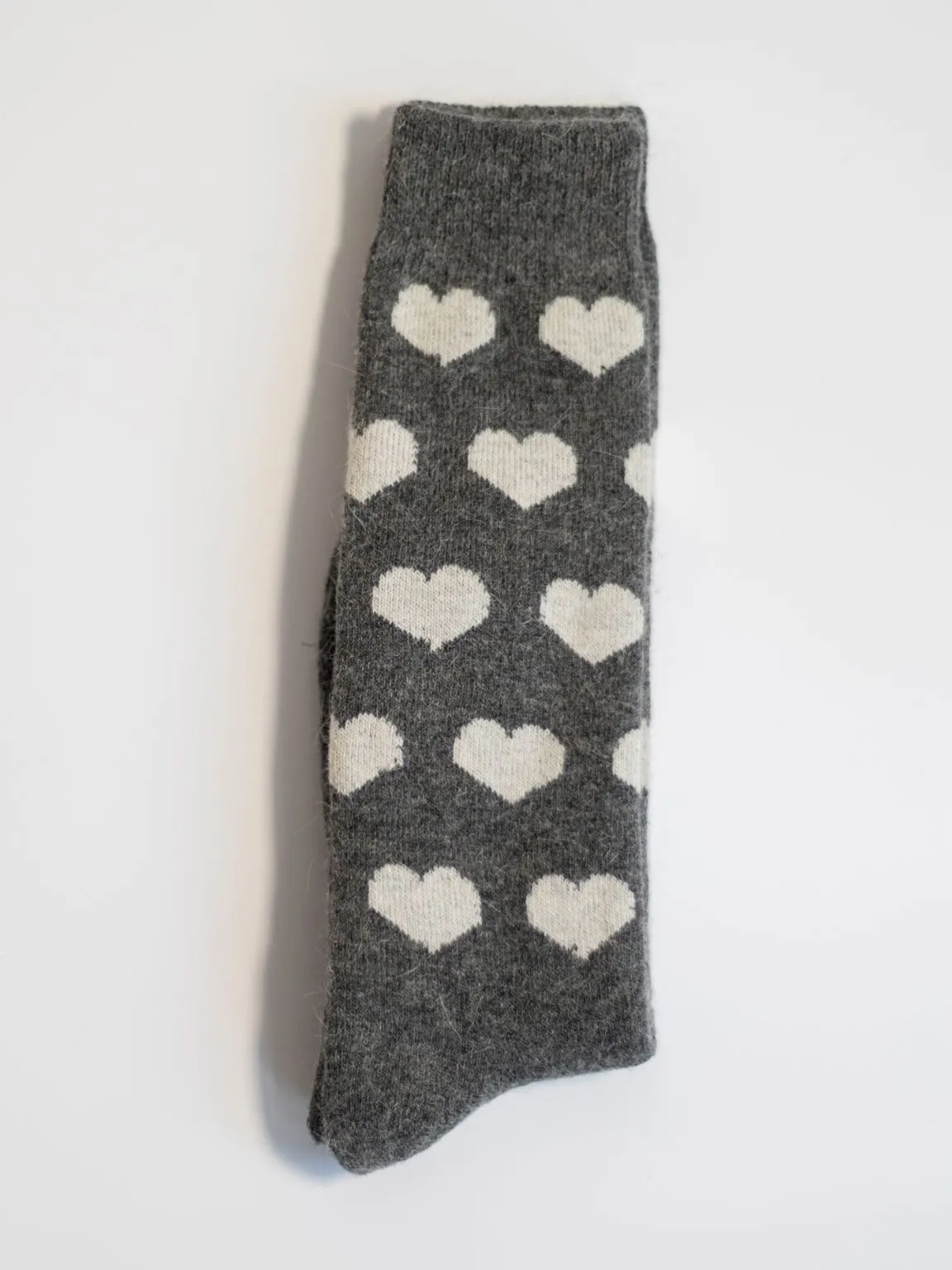 Charcoal Heart Wool Blend Cozy Socks