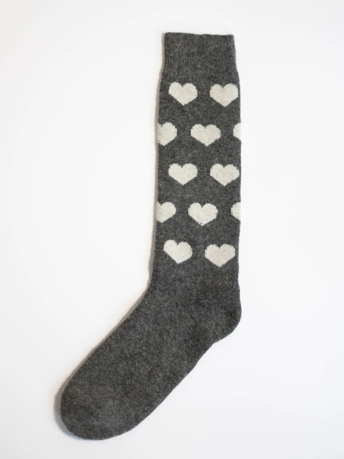 Charcoal Heart Wool Blend Cozy Socks