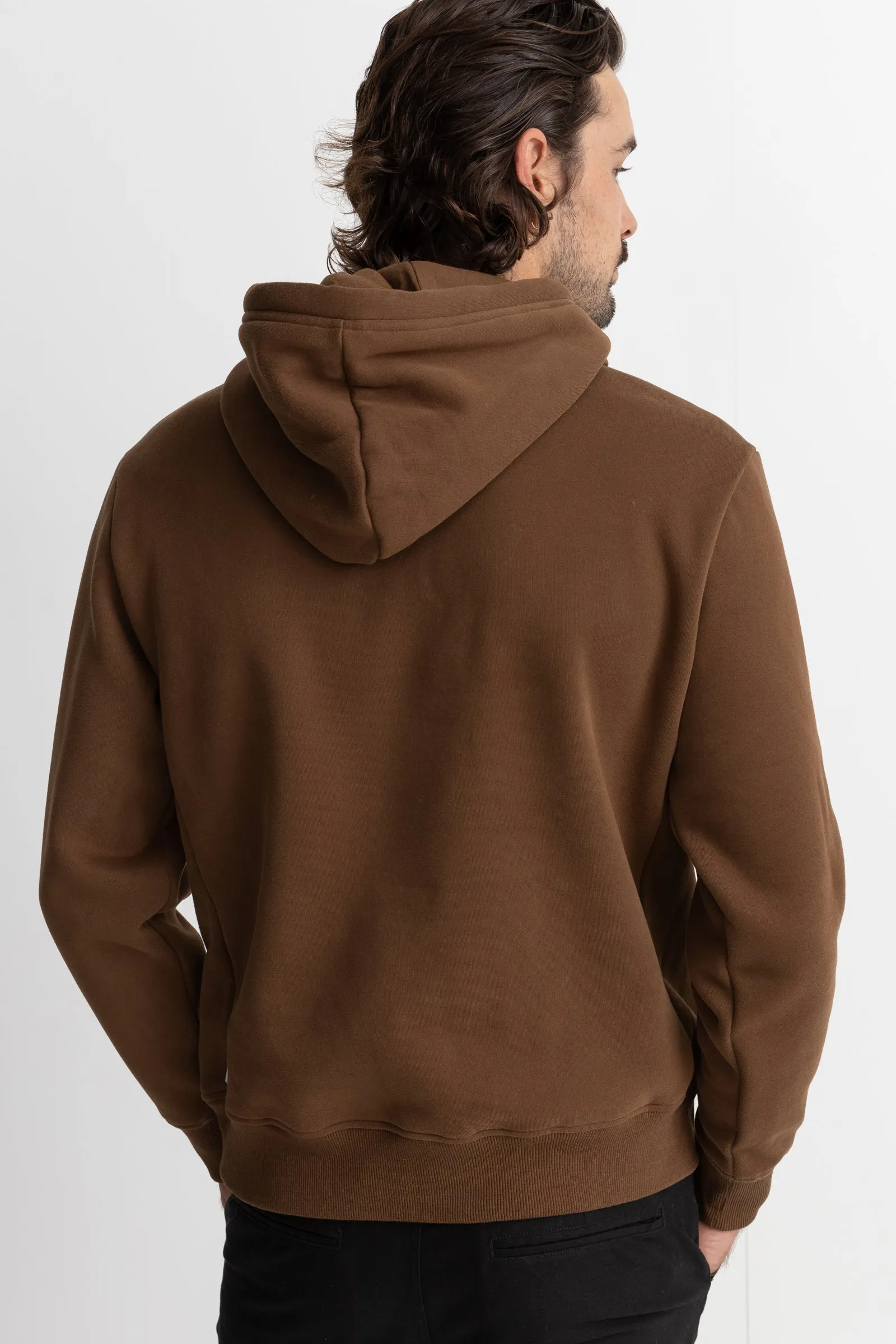 Classic Chocolate Fleece Hood for Maximum Warmth and Style.