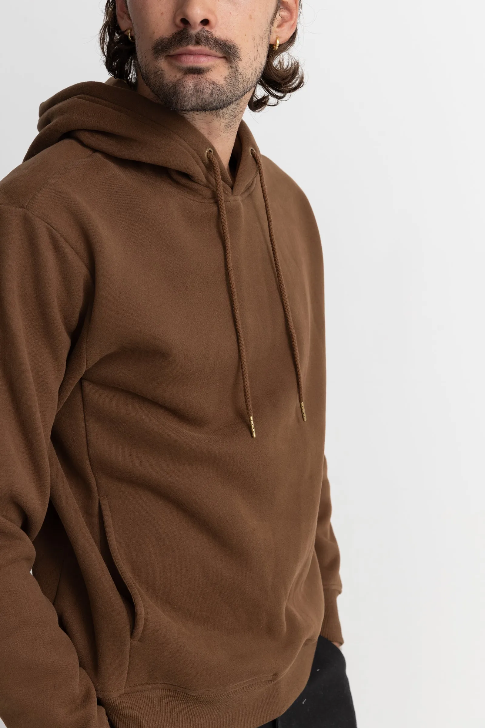 Classic Chocolate Fleece Hood for Maximum Warmth and Style.