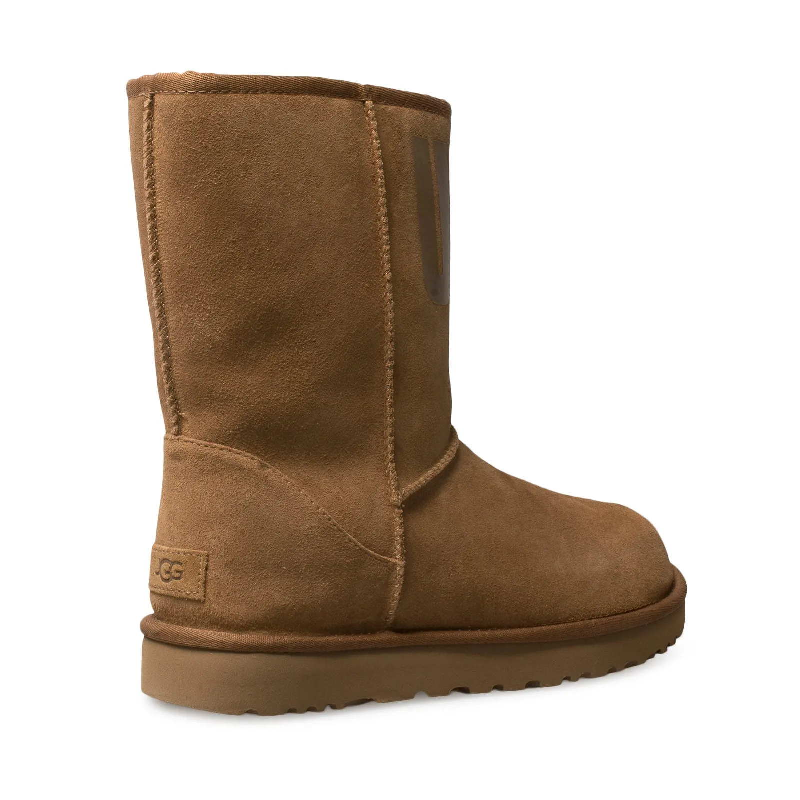 Classic Short UGG Rubber Logo Chestnut Boots for Women