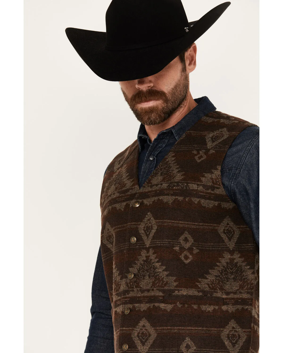 Cody James Men's Dakota Jaquard Southwestern Button-Down Vest