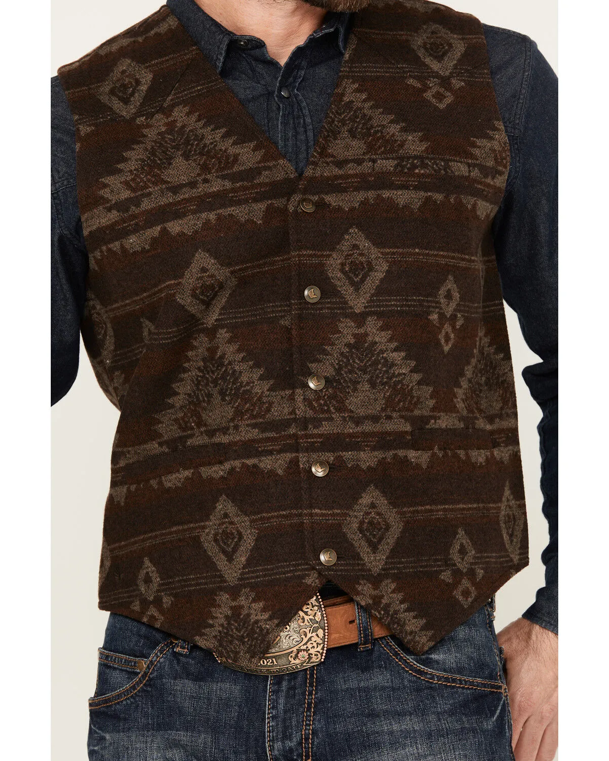 Cody James Men's Dakota Jaquard Southwestern Button-Down Vest