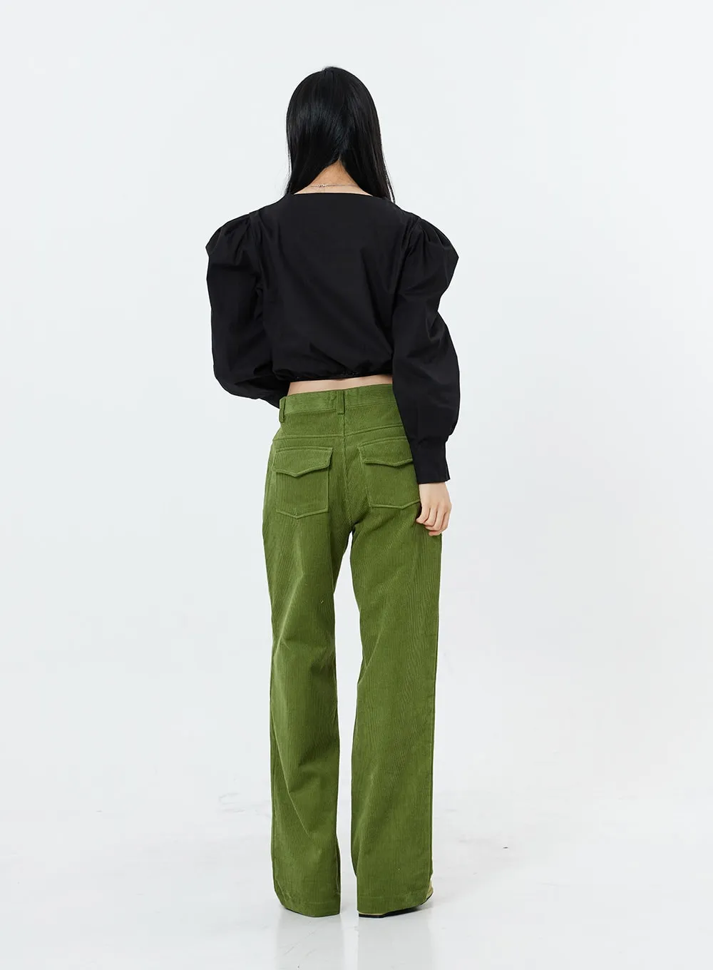 Corduroy wide leg pants with back pocket in size OS16.