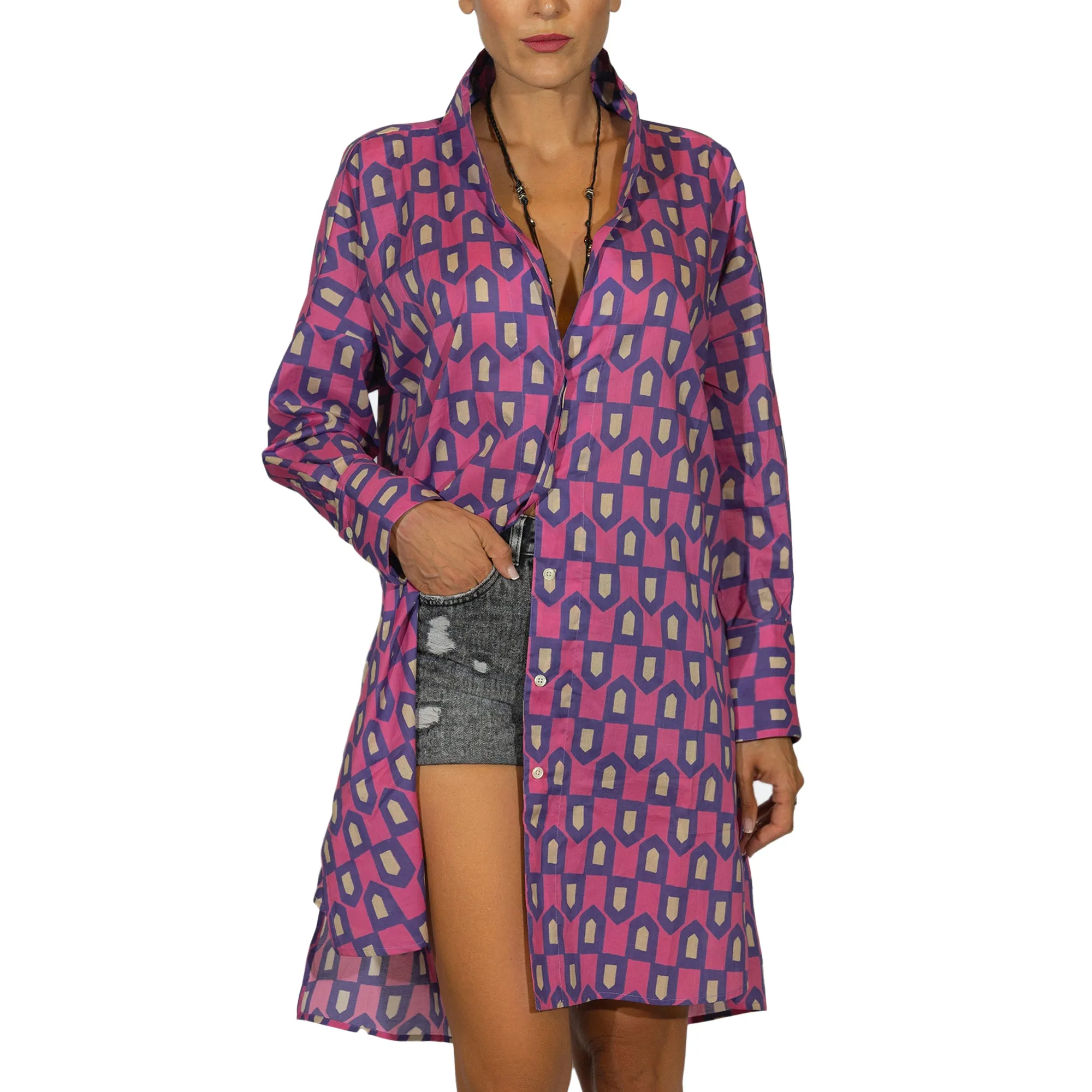 Cotton Trench Dress Purple - Shop Now!