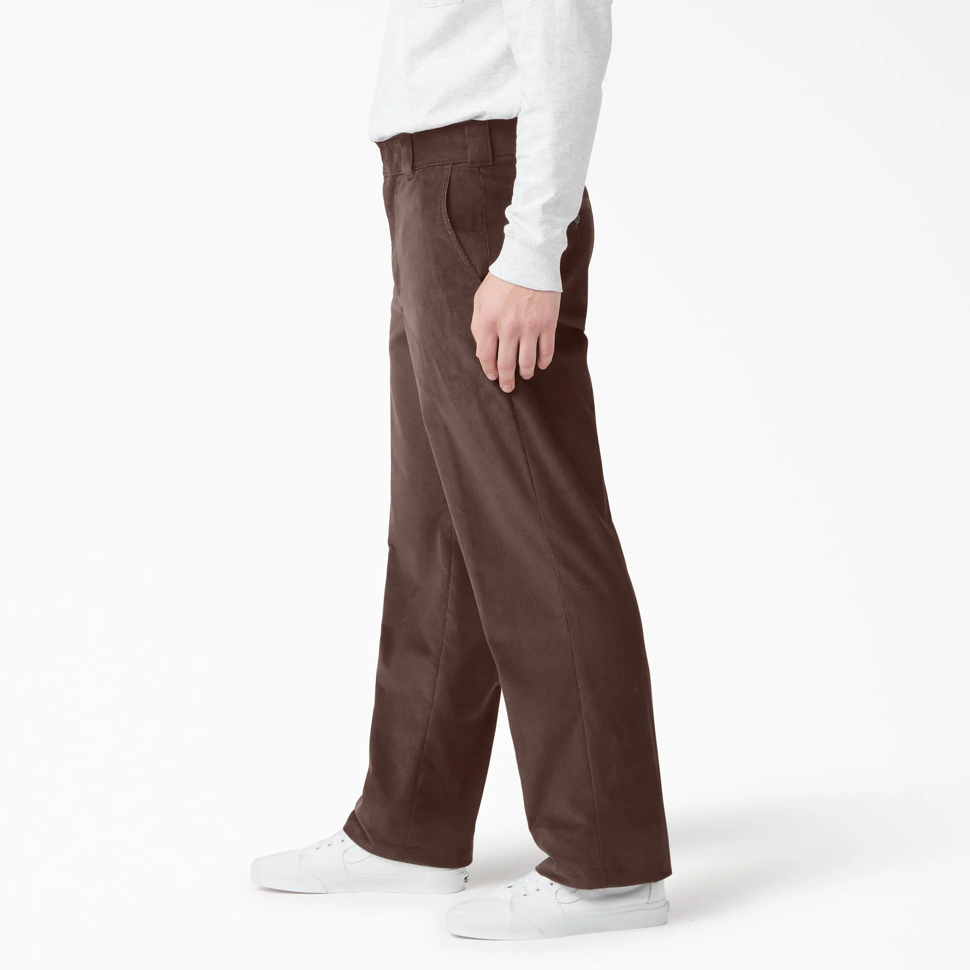 Dickies chocolate brown corduroy pants flat front.