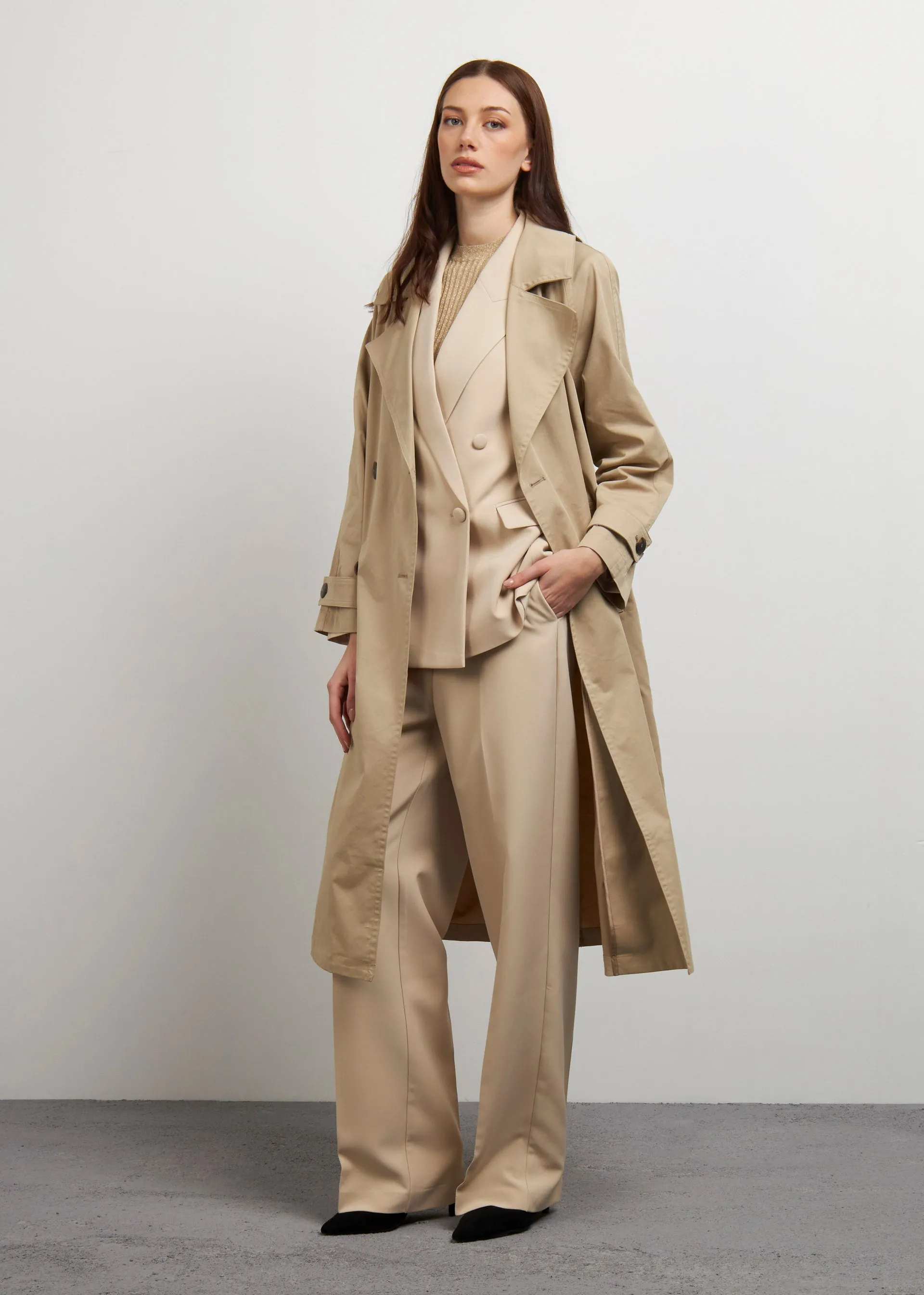 Double-breasted trench coat