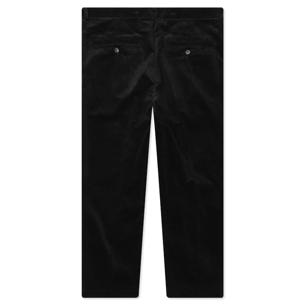 Double Pleat Black Corduroy Trousers